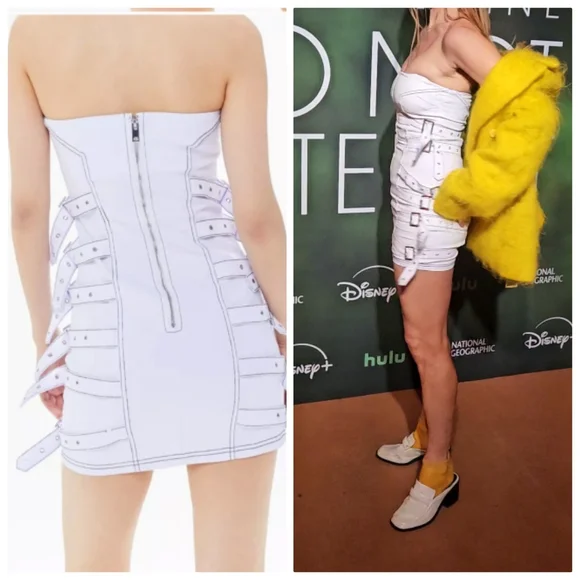 Iamgia Spectrum White Buckle Tron Bandage Mini Dress Xs - Picture 5 of 14